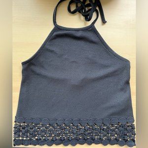 Streetwear halter top with lace fringe size small (0213)